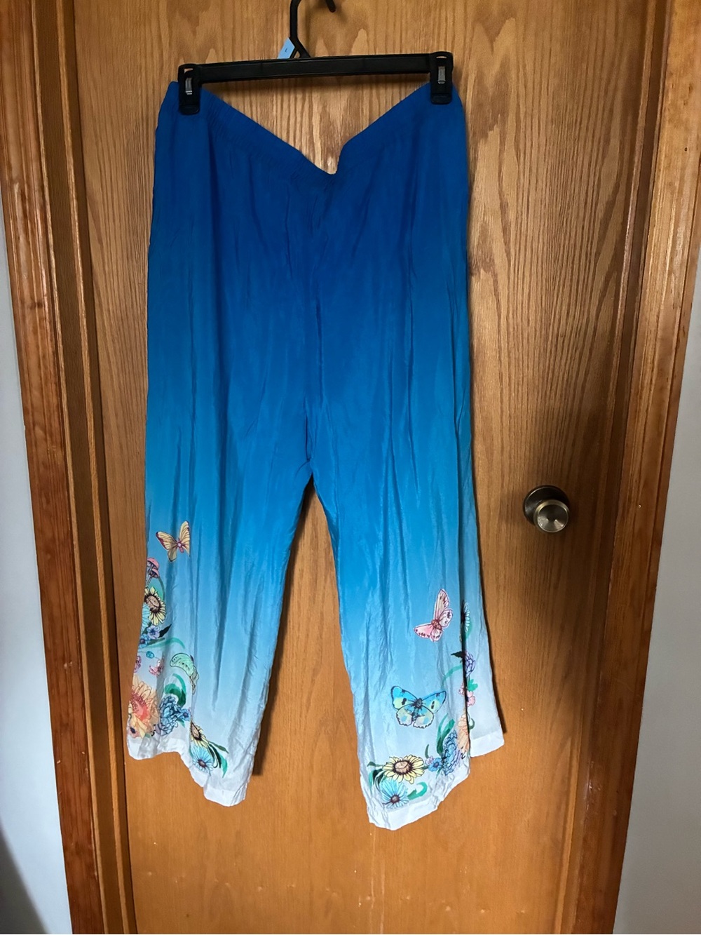 Johnny Was Blue Ombre Butterfly Crop Pants